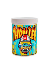 Gorillalpha Thriller Pre-Workout supplement container featuring vibrant design and bold colors.