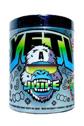 Gorillalpha Yeti Juice pre-workout supplement container with vibrant, energetic design for improved performance.
