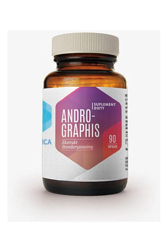 Hepatica Andrographis supplement bottle with 90 capsules for immune support and digestive health.