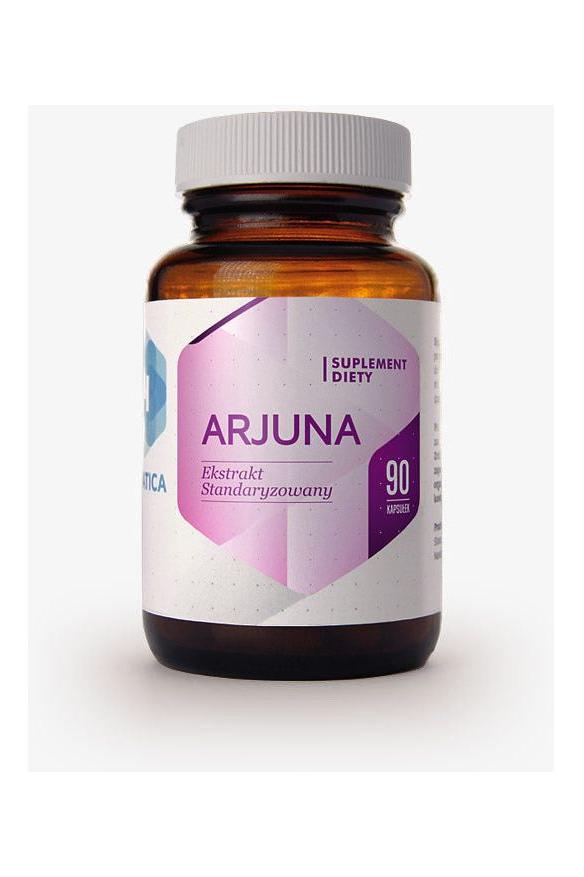 Hepatica Arjuna supplement bottle with 90 capsules for heart health and energy support.