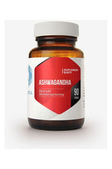 Hepatica Ashwagandha supplement bottle with 90 capsules for stress relief and emotional balance.