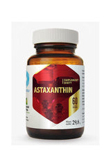 Hepatica Astaxanthin supplement bottle with 60 capsules, rich in natural astaxanthin from Sweden.