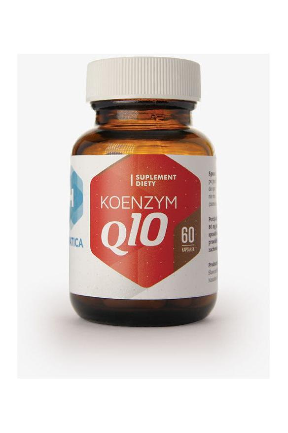 Hepatica Koenzym Q10 supplement bottle with 60 capsules for heart health and energy support.