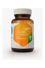 Hepatica Curcumin C3 Complex supplement bottle with 90 capsules for digestive support and joint health.