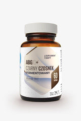 ABG10+ Fermenterad svart vitlök kosttillskott med 60 kapslar för bättre hälsa och antioxidantstöd.