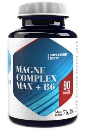 Hepatica Magne Complex Max + B6 supplement bottle with 90 capsules for energy and nerve support.
