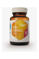 Hepatica Pau D'Arco supplement bottle with 90 capsules for immune support and antioxidant properties.