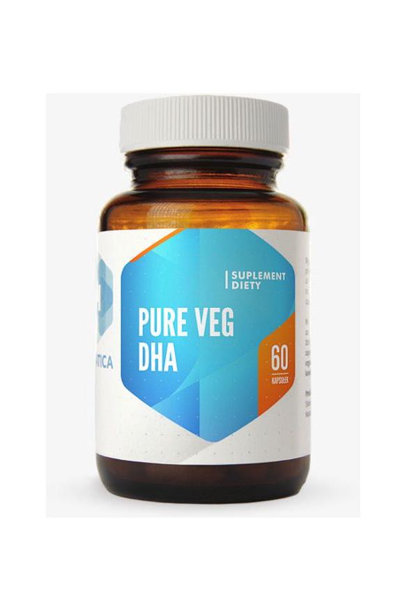 Hepatica Pure Veg DHA supplement bottle containing 60 vegetarian capsules for brain and eye health.