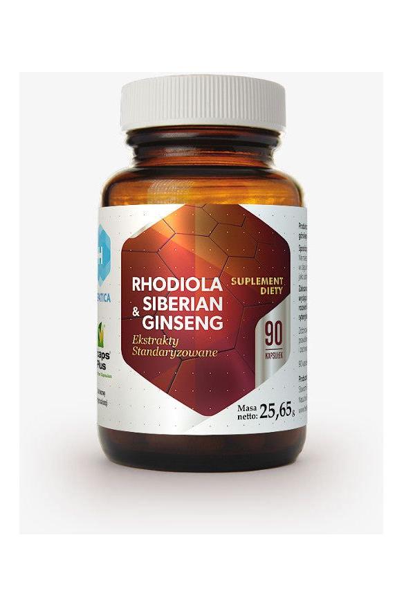 Hepatica Rhodiola & Siberian Ginseng supplement bottle with 90 capsules for optimal health support.