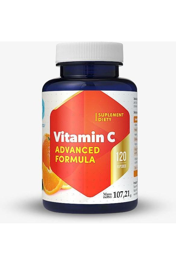 Hepatica Vitamin C Advanced Formula bottle with 120 capsules for immune support and health.
