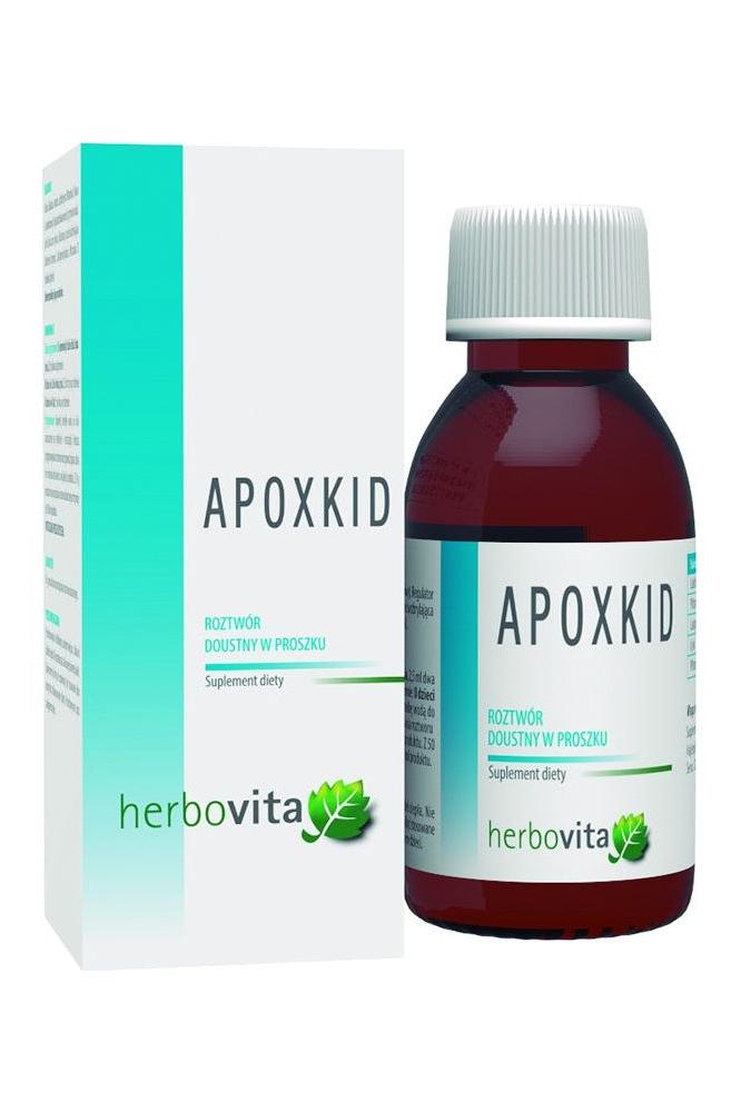 Herbovita Apoxkid 50g dietary supplement, supports immune system with antibacterial and antiviral effects.