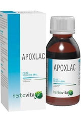 Herbovita Apoxlac probiotic powder solution in a bottle, promoting gut health and immune support.