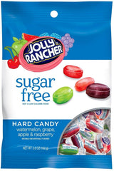 Jolly Rancher Hard Candy Zero Sugar pack featuring watermelon, grape, apple, and raspberry flavors, 102g.