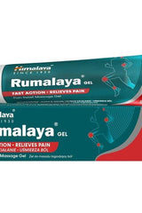 Himalaya Rumalaya Gel packaging for fast action pain relief, effective for aches and muscle discomfort.