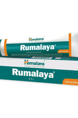Himalaya Rumalaya Gel packaging for increased flexibility and relaxation, featuring fast action herbal ingredients.