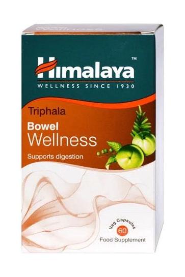 Himalaya Triphala Bowel Wellness supplement box supports digestion with natural ingredients.