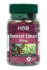 Holland & Barrett Beetroot Extract 945mg natural supplement in a recyclable plastic bottle.