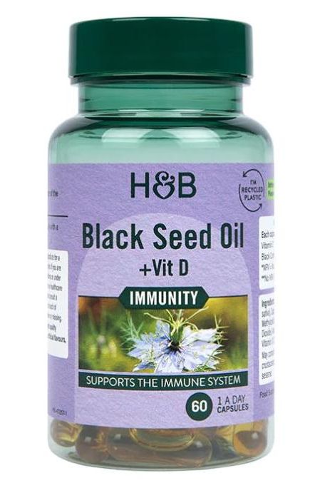 Holland & Barrett - Black Seed Oil + Vit D - 60 caps - Nutri.se