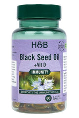 Holland & Barrett - Black Seed Oil + Vit D - 60 caps - Nutri.se
