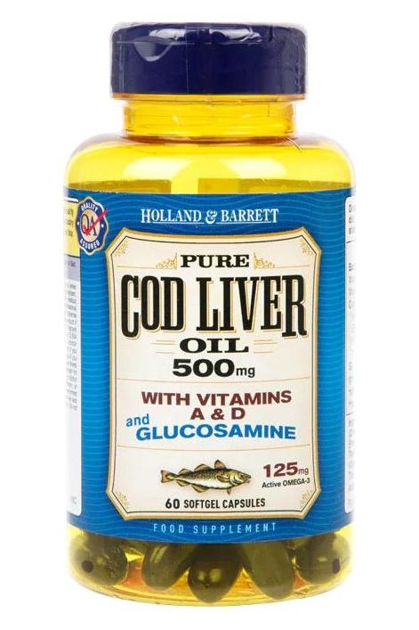 Holland & Barrett - Cod Liver Oil and Glucosamine 500mg - 60 caps - Nutri.se