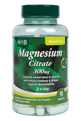 Holland & Barrett Magnesium Citrate 300mg supplement bottle, 90 tablets for bone and muscle health.