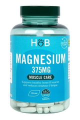 Holland & Barrett Magnesium 375mg tablets for healthy bones and muscles, vegan formula, 180 count