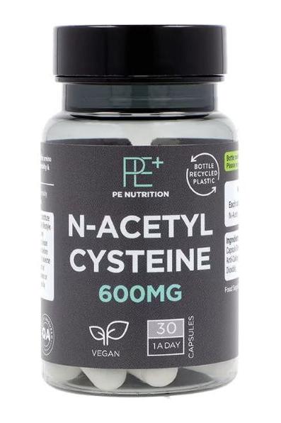 Holland & Barrett PE Nutrition N-Acetyl Cysteine 600mg capsules, vegan, 30 count bottle.
