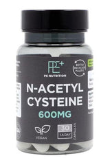 Holland & Barrett PE Nutrition N-Acetyl Cysteine 600mg capsules, vegan, 30 count bottle.