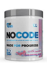 HR Labs NO CODE V2 activation catalyst supplement, Cherry Bubblegum flavor, 30 servings.