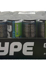 Hype Xtreme Pre-Workout energy drink cans in a pack, designed for enhanced performance and recovery.