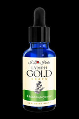 I Love Herbs Lymph Gold Drops 50ml bottle for lymphatic system support with natural ingredients.