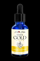 I Love Herbs Ener Gold Drops for energy boost and cognitive support in a 50 ml bottle.