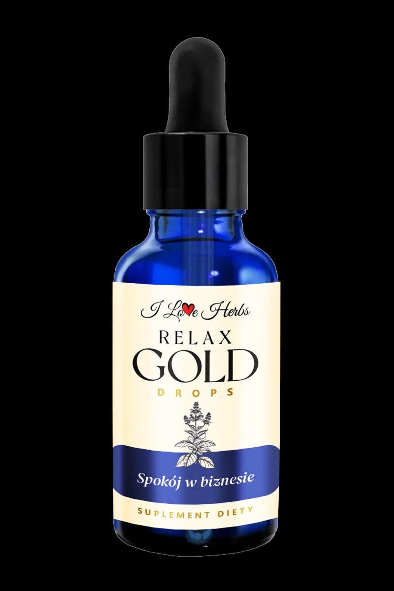 I Love Herbs Relax Gold Drops 50ml for natural stress relief and emotional balance.
