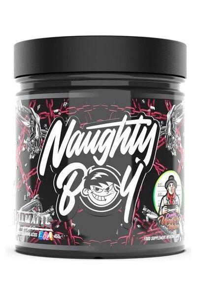 Naughty Boy Illmatic EAA supplement jar featuring bold graphics and essential amino acids for enhanced performance.
