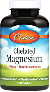 Carlson Labs - Kelaattinen Magnesium - 180 Tablettia
