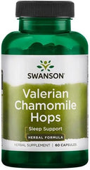 Swanson Full Spectrum Valerian, Chamomile & Hops baksida näringsfakta