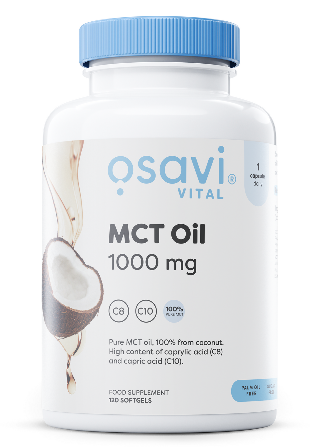 MCT Oil Kokosbaserad Energikälla 1000mg framsida