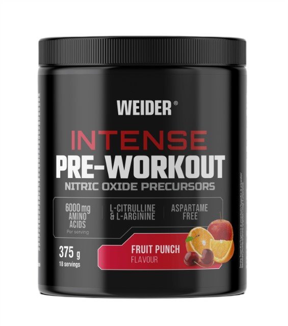 Intense Pre-Workout Fruit Punch baksida näringsfakta