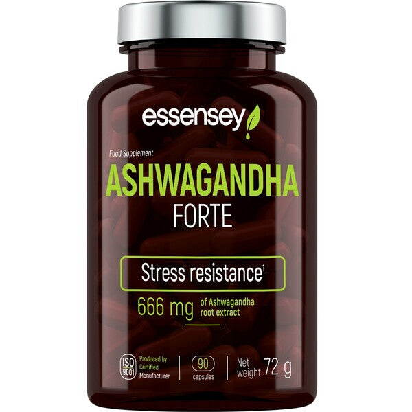 Ashwagandha Forte – 90 kapslar baksida med näringsinformation