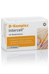 Intercell Pharma B-Complex supplement box with 60 capsules for optimized metabolism and energy.
