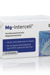 Intercell Pharma Mg-Intercell Magnesium Citrate box, 60 capsules, high bioavailability, 150 mg pure magnesium per capsule.