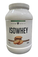 Trec Nutrition ISOWHEY protein powder tub in biscuit flavor, 2000g, high biological value for muscle maintenance.