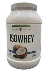 Trec Nutrition Isowhey protein powder tub with coconut flavor, 2000g, no added sugars, high biological value.