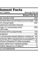 Supplement facts for Jarrow Formulas Antioxidant Optimizer, detailing ingredients and amounts per serving.