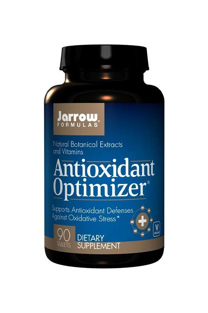 Jarrow Formulas Antioxidant Optimizer 90 Tablets bottle, supports antioxidant defenses and overall health.