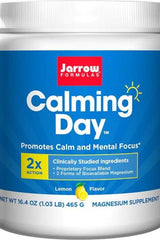 Jarrow Formulas Calming Day magnesium supplement for relaxation and mental focus with lemon flavor.