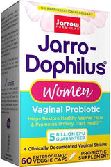 Jarrow Formulas Jarro-Dophilus Women probiotic supplement for vaginal health, 60 veggie capsules with 5 billion CFU.