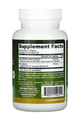 Jarrow Formulas Saw Palmetto supplement facts label, detailing active ingredients and serving information.