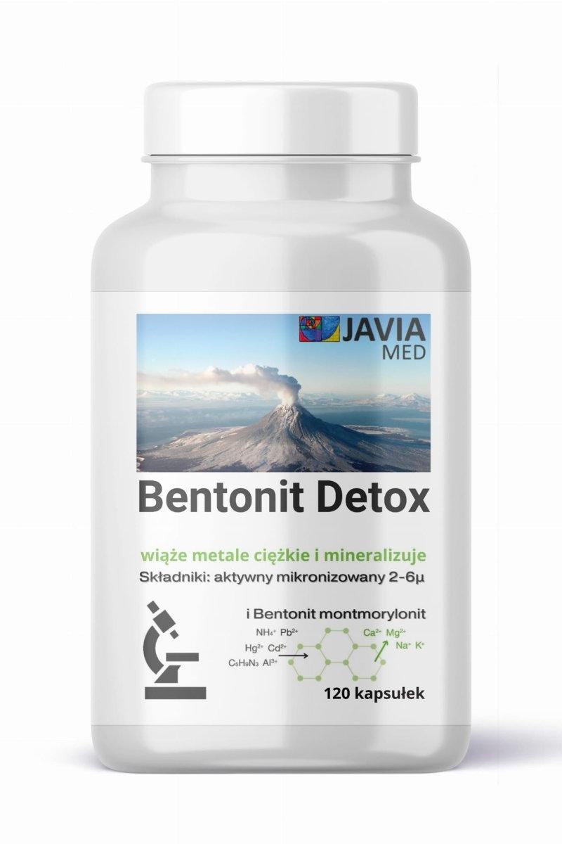 Javia Bentonite Detox capsules, 120 count, for binding mycotoxins and detoxifying heavy metals.