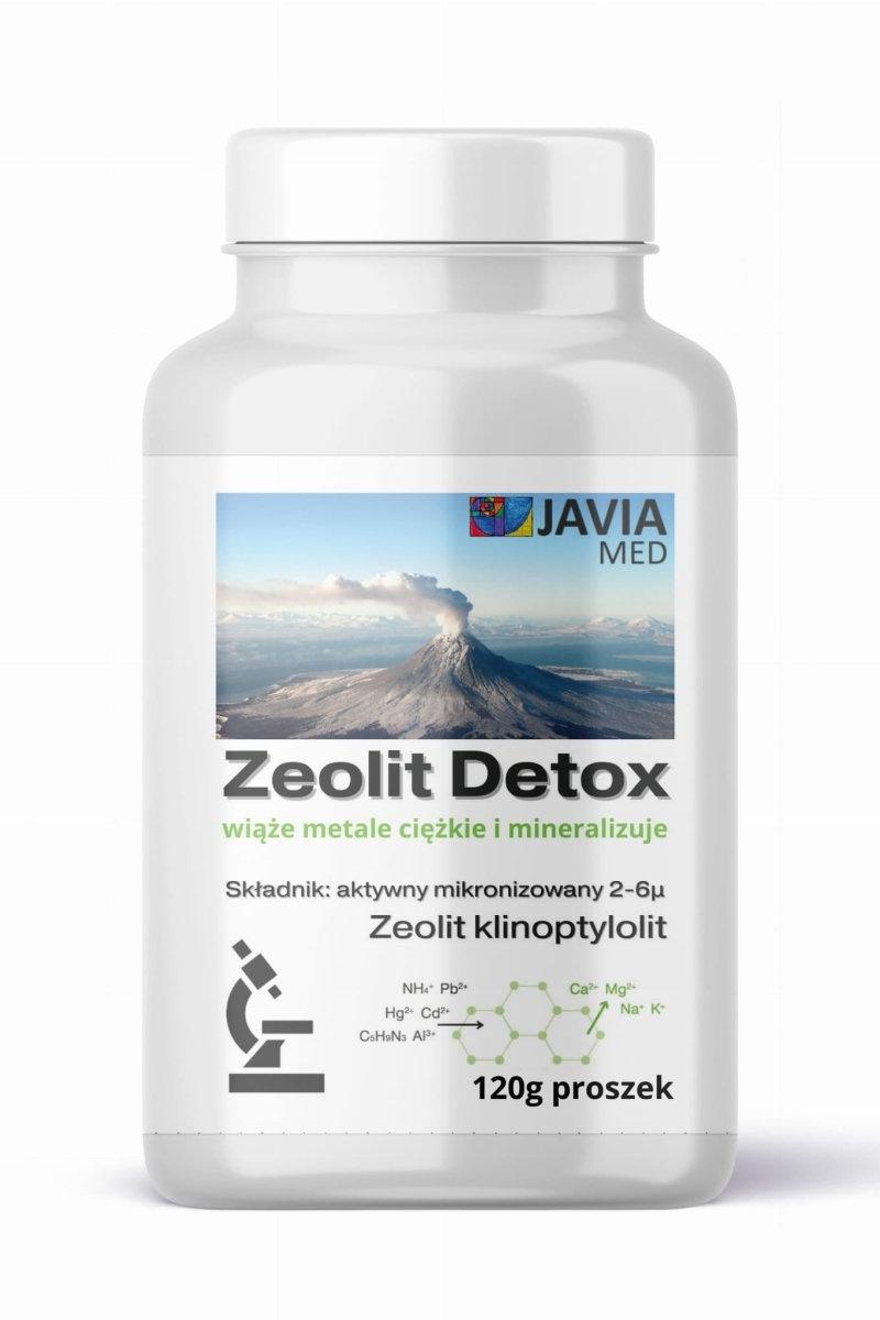 Javia Zeolit Detox supplement bottle designed for detoxification and mineral absorption.